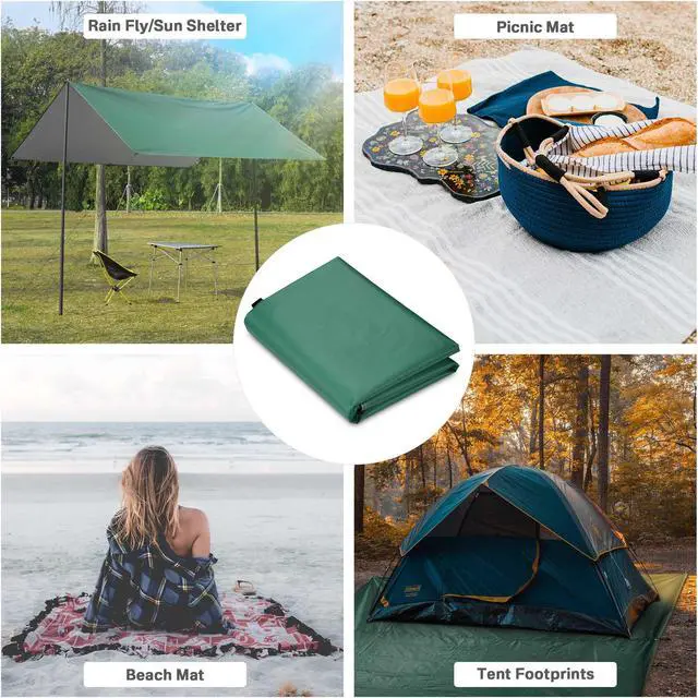 Alt view image 7 of 7 - 10x10FT Camping Tent Tarp Hammock Rain Fly Waterproof Hiking Backpacking Shelter