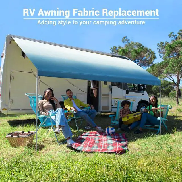 Alt view image 2 of 7 - 8x14 Ft RV Awning Replacement Fabric Canopy Camper Trailer Block UV Outdoor