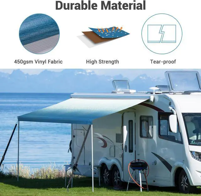 Alt view image 4 of 7 - 8x14 Ft RV Awning Replacement Fabric Canopy Camper Trailer Block UV Outdoor