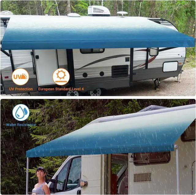 Alt view image 3 of 7 - 8x14 Ft RV Awning Replacement Fabric Canopy Camper Trailer Block UV Outdoor