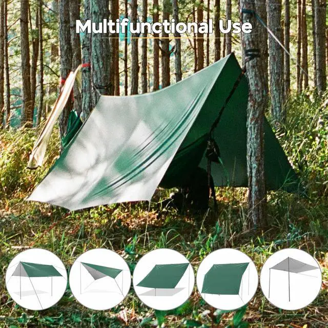 Alt view image 6 of 7 - 10x15FT Camping Tent Tarp Hammock Rain Fly Waterproof Hiking Backpacking Shelter