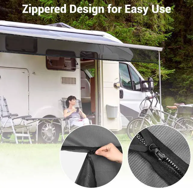 Alt view image 2 of 7 - 6x19' RV Awning Sun Shade Screen Mesh UV Blocker RV Awning Shade Camping Trailer