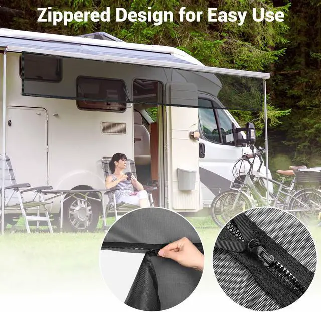 Alt view image 2 of 7 - 8x15' RV Awning Sun Shade Screen Mesh UV Blocker RV Awning Shade Camping Camper