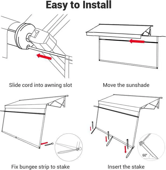 Alt view image 5 of 7 - 8x15' RV Awning Sun Shade Screen Mesh UV Blocker RV Awning Shade Camping Camper