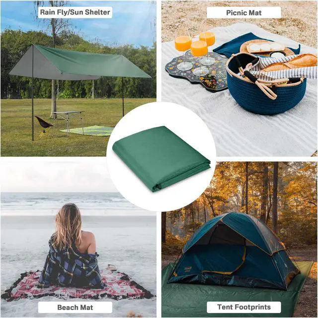 Alt view image 7 of 7 - 10x13FT Camping Tent Tarp Hammock Rain Fly Waterproof Hiking Backpacking Shelter