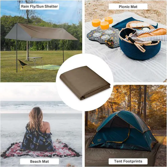 Alt view image 7 of 7 - 10x13FT Camping Tent Tarp Hammock Rain Fly Waterproof Hiking Backpacking Shelter
