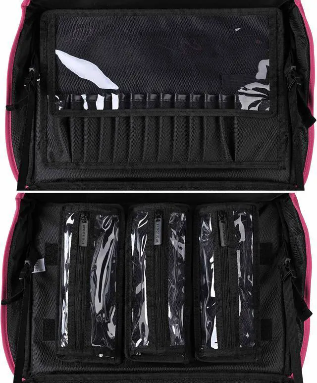 Alt view image 7 of 7 - Byootique Soft Sided Rolling Makeup Case 1680D Oxford Bag Cosmetic Organizer
