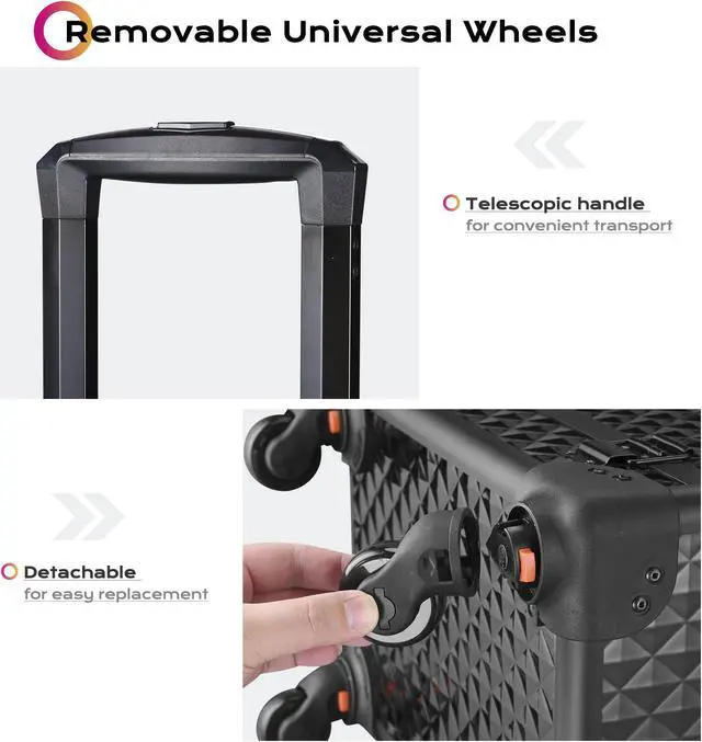 Alt view image 5 of 7 - Byootique Rolling Makeup Case Trolley Cosmetic Organizer Hair Stylist Salon