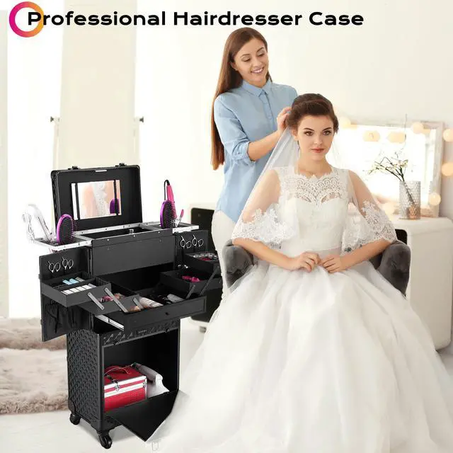 Alt view image 6 of 7 - Byootique Rolling Makeup Case Trolley Cosmetic Organizer Hair Stylist Salon
