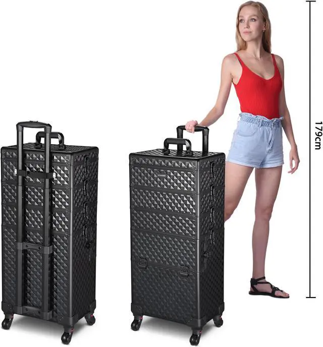 Alt view image 2 of 7 - Byootique 4in1 Rolling Makeup Case Cosmetic Train Case Organizer Storage Artist