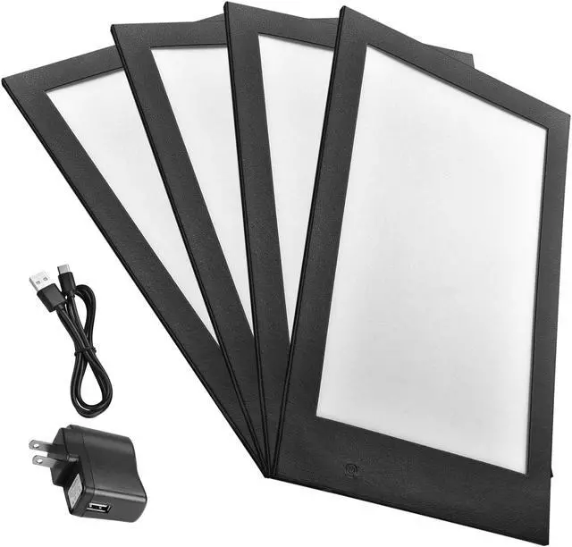 Alt view image 2 of 7 - WeChef 4 Pack LED Backlit Menu Cover Leatherette Wine List Check Bill Holder Displayer Single Panel Fits 8"x14" Paper