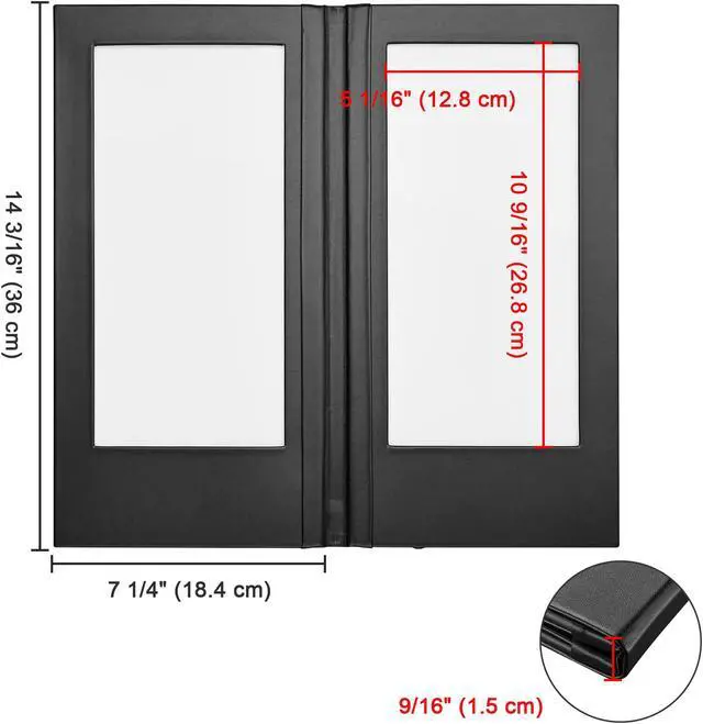 Alt view image 6 of 7 - WeChef 4 Pack LED Backlit Menu Cover Leatherette Wine List Check Bill Holder Displayer 2-Panel Fits 5"x11" Paper