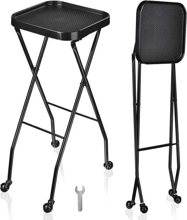 Alt view image 2 of 7 - Byootique Salon Folding Rolling Tray Station Service Trolley Storage Cart For Barber Shop