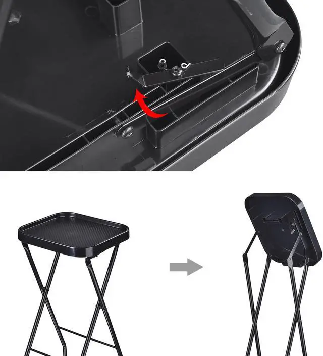 Alt view image 4 of 7 - Byootique Salon Folding Rolling Tray Station Service Trolley Storage Cart For Barber Shop