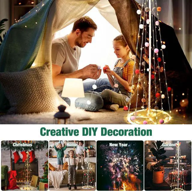 Alt view image 3 of 7 - 3 Ft LED String Lights with Cotton Ball Remote Control Christmas Party Wedding