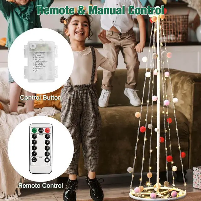 Alt view image 4 of 7 - 3 Ft LED String Lights with Cotton Ball Remote Control Christmas Party Wedding