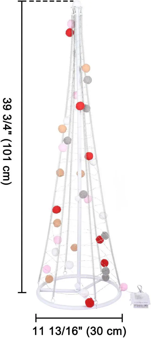 Alt view image 7 of 7 - 3 Ft LED String Lights with Cotton Ball Remote Control Christmas Party Wedding