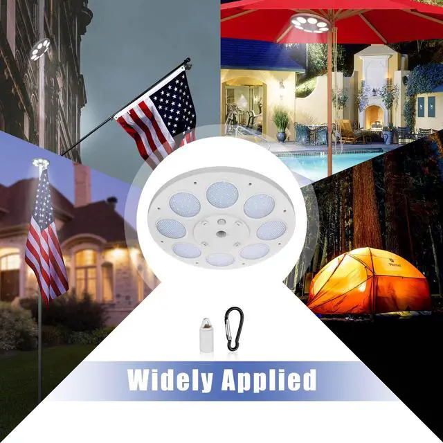 Alt view image 7 of 7 - Yescom Bravery 13Gauge Heavy Duty Flag Pole Kit with Solar Light 30Ft High Wind Flagpoles for Outside House In Ground