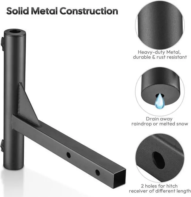 Alt view image 4 of 7 - 1 9/16" Hitch Mount Flag Pole Holder Bracket for Truck Car Trailer SUV RV Jeep Camper