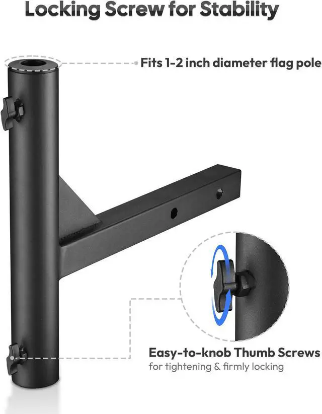 Alt view image 5 of 7 - 1 9/16" Hitch Mount Flag Pole Holder Bracket for Truck Car Trailer SUV RV Jeep Camper