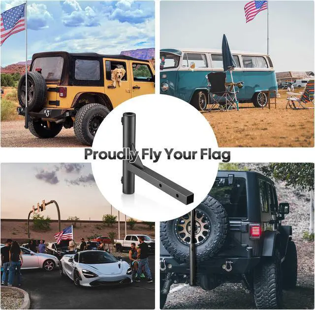 Alt view image 2 of 7 - 1 9/16" Hitch Mount Flag Pole Holder Bracket for Truck Car Trailer SUV RV Jeep Camper