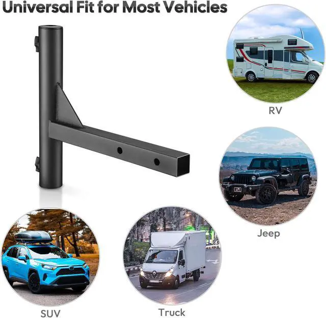 Alt view image 6 of 7 - 1 9/16" Hitch Mount Flag Pole Holder Bracket for Truck Car Trailer SUV RV Jeep Camper