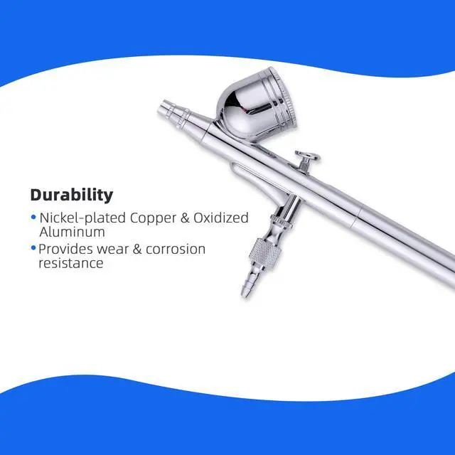 Alt view image 4 of 7 - 0.3mm Dual Action Airbrush Kit Gravity Feed Spray Gun Tattoo Nail Art Makeup