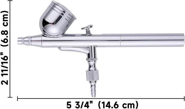 Alt view image 6 of 7 - 0.3mm Dual Action Airbrush Kit Gravity Feed Spray Gun Tattoo Nail Art Makeup