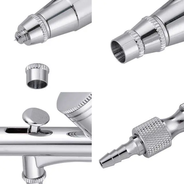 Alt view image 7 of 7 - 0.3mm Dual Action Airbrush Kit Gravity Feed Spray Gun Tattoo Nail Art Makeup