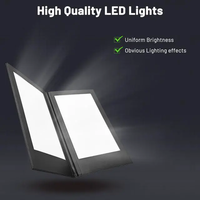 Alt view image 4 of 7 - WeChef LED Back Lit Light Menu Holder Cover Folding Double Panel Fits 8"x14" Paper for Hotel Club