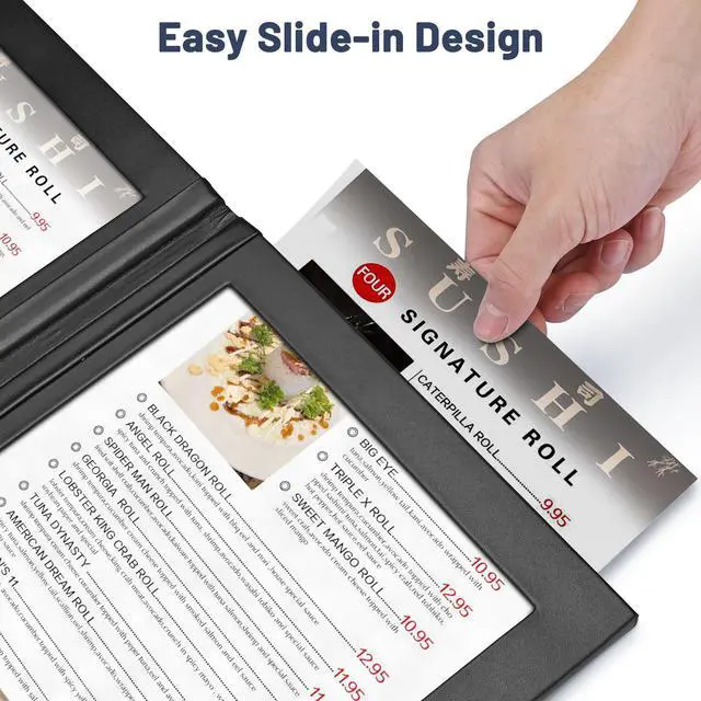 Alt view image 6 of 7 - WeChef LED Back Lit Light Menu Holder Cover Folding Double Panel Fits 5"x11" Paper for Hotel Club