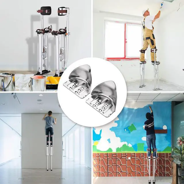 Alt view image 4 of 7 - Yescom Drywall Stilt Heels Replacement Tool Kit 1 Pair of Heel Brackets Part Repairs Construction Painting Accessories