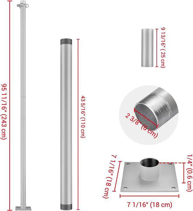 Alt view image 5 of 7 - 22Ft Triangle Sun Shade Sail Canopy Awning 8Ft Detachable Pole Kit Outdoor