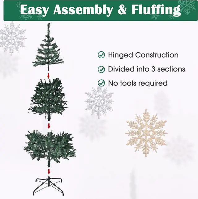 Alt view image 4 of 7 - Yescom Christmas Tree Artificial,7Ft Green Xmas Tree,Folded Hinged,1000 Branch Tips Party Decoration