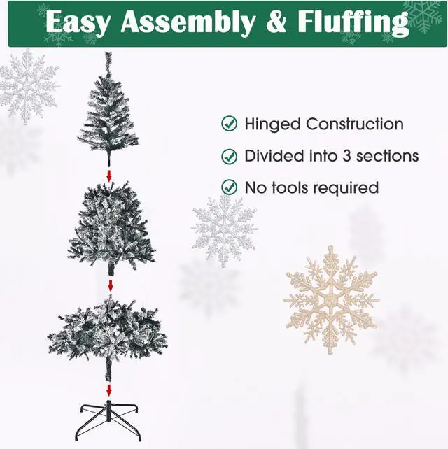 Alt view image 4 of 7 - Yescom White Christmas Tree Artificial,7Ft Flocked Xmas Tree,Foldable Hinged,1166 Branch Tips