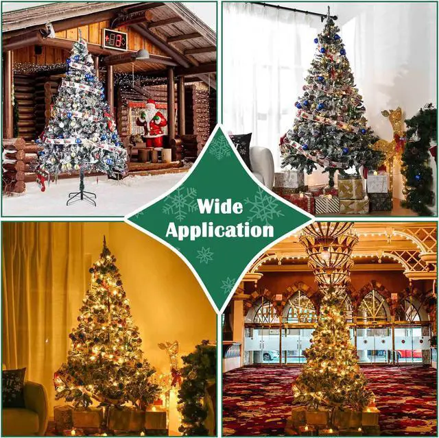 Alt view image 7 of 7 - Yescom White Christmas Tree Artificial,7Ft Flocked Xmas Tree,Foldable Hinged,1166 Branch Tips