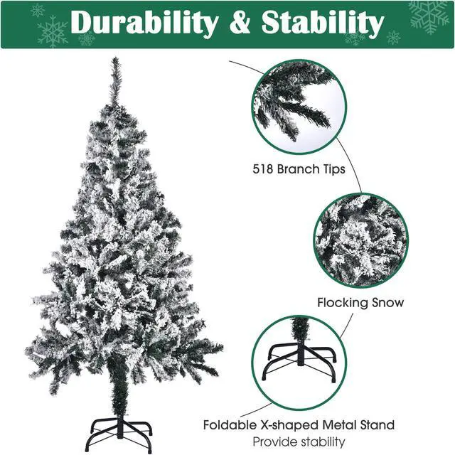 Alt view image 5 of 7 - 5 Ft White Christmas Tree Artificial with 66FT 200 LED Fairy Lights Xma Decor