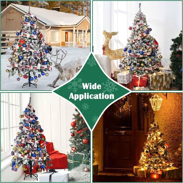 Alt view image 7 of 7 - Yescom White Christmas Tree Artificial,5Ft Flocked Xmas Tree,Foldable Hinged,518 Branch Tips