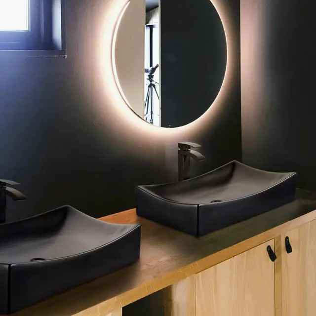 Alt view image 3 of 7 - Aquaterior 26" Rectangle Bathroom Vessel Sink Ceramic Vanity Basin Drain 2 Pack