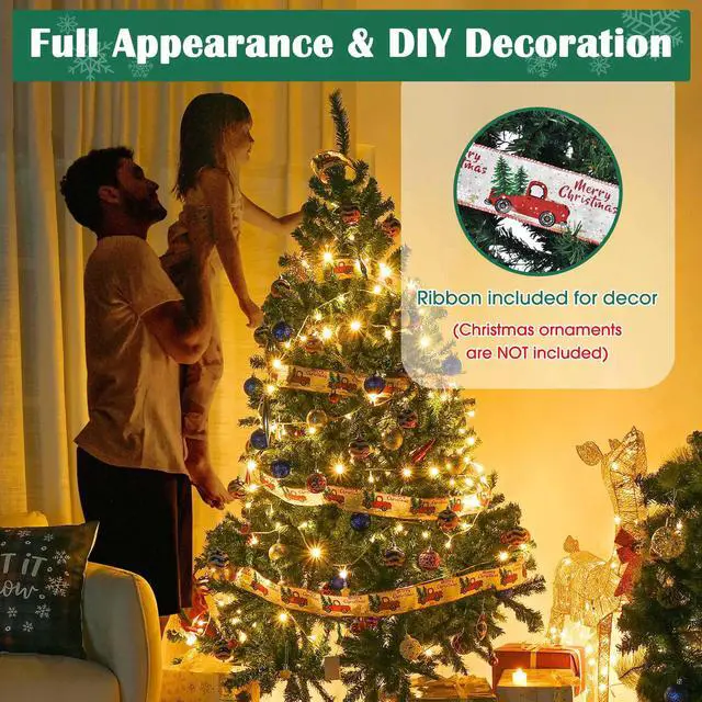 Alt view image 4 of 7 - Yescom Christmas Tree Artificial with Lights,6Ft Green Xmas Tree,Foldable Hinged,670 Branch Tips