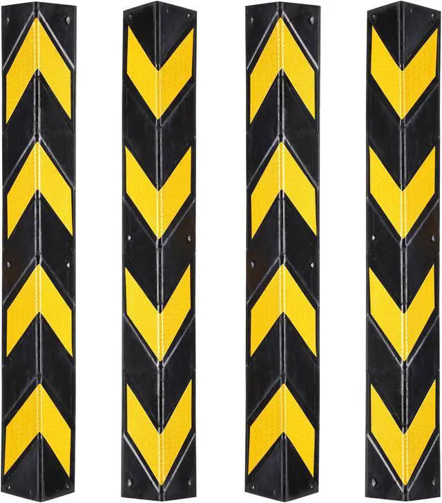 Main image of Yescom 31" Rubber L-Shape Corner Guard with Reflective Yellow Strip For Garage  Parking Lot 4 Packs