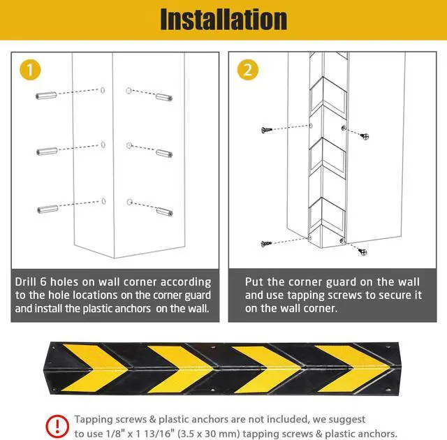 Alt view image 5 of 7 - Yescom 31" Rubber L-Shape Corner Guard with Reflective Yellow Strip For Garage  Parking Lot 4 Packs
