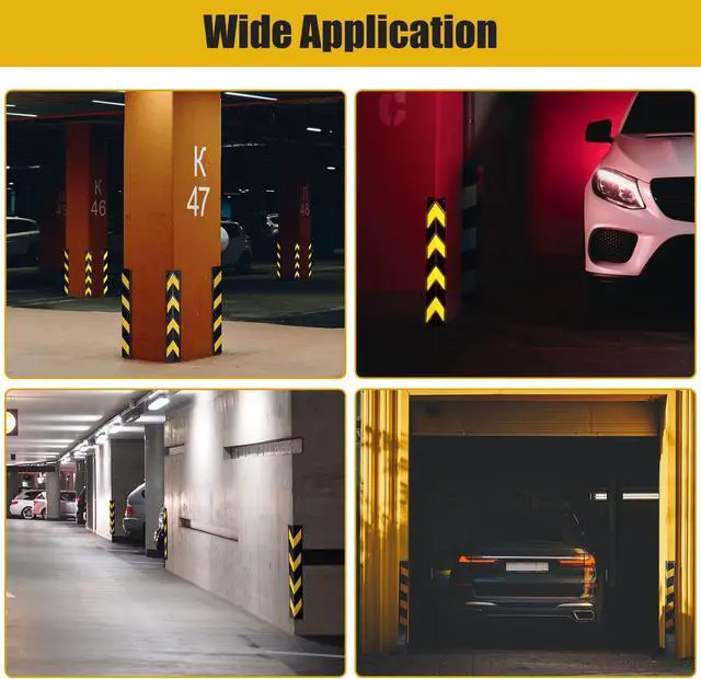 Alt view image 6 of 7 - Yescom 31" Rubber L-Shape Corner Guard with Reflective Yellow Strip For Garage  Parking Lot 4 Packs