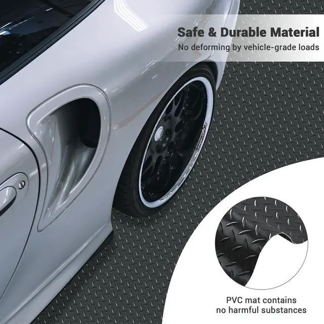 Alt view image 2 of 7 - Yescom Garage Floor Mat Roll Diamond Car Parking Protect Gray PVC 13x5 Ft for Under Car Trailer Boat Workshop 2 Pack