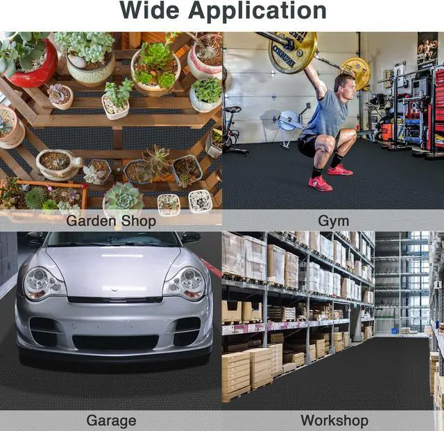 Alt view image 7 of 7 - Yescom Garage Floor Mat Roll Diamond Car Parking Protect Gray PVC 13x5 Ft for Under Car Trailer Boat Workshop 2 Pack