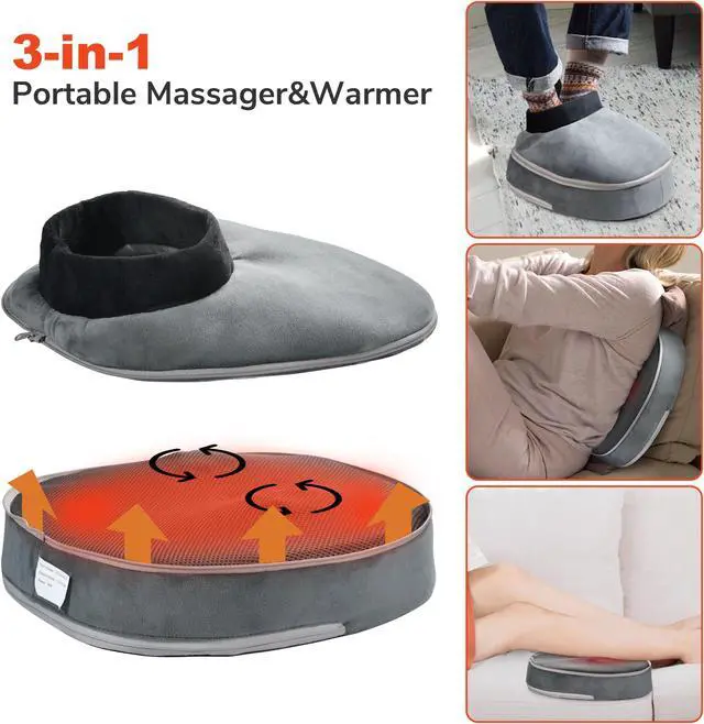 Alt view image 4 of 7 - Byootique 2-in-1 Electric Shiatsu Foot & Back Massager Warmer Fast Heating Pad 12 Rollers