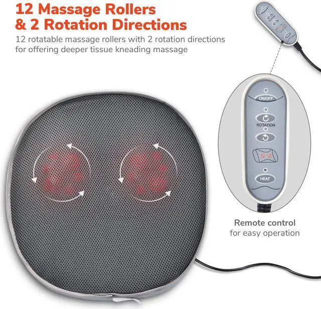 Alt view image 5 of 7 - Byootique 2-in-1 Electric Shiatsu Foot & Back Massager Warmer Fast Heating Pad 12 Rollers