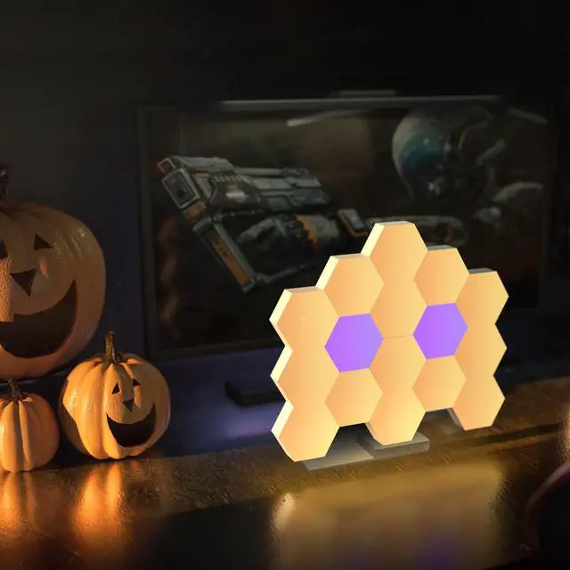 Alt view image 2 of 7 - Yescom WiFi Smart LED Light Kit Splicing 7 Block Base 16 Million Color Work w/ Alexa Google Decor Gifts