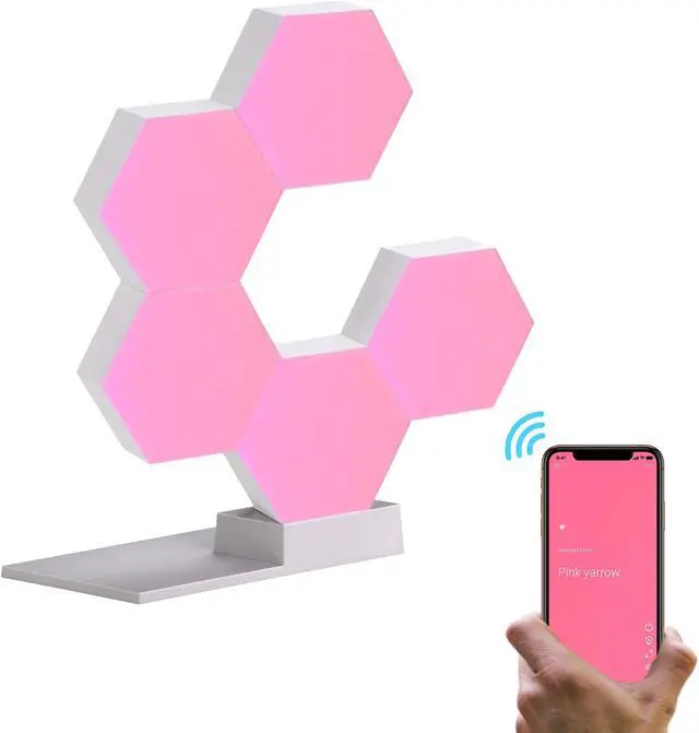 Main image of Yescom WiFi Smart LED Light Kit Splicing 5 Block Base 16 Million Color Work w/ Alexa Google Decor Gifts