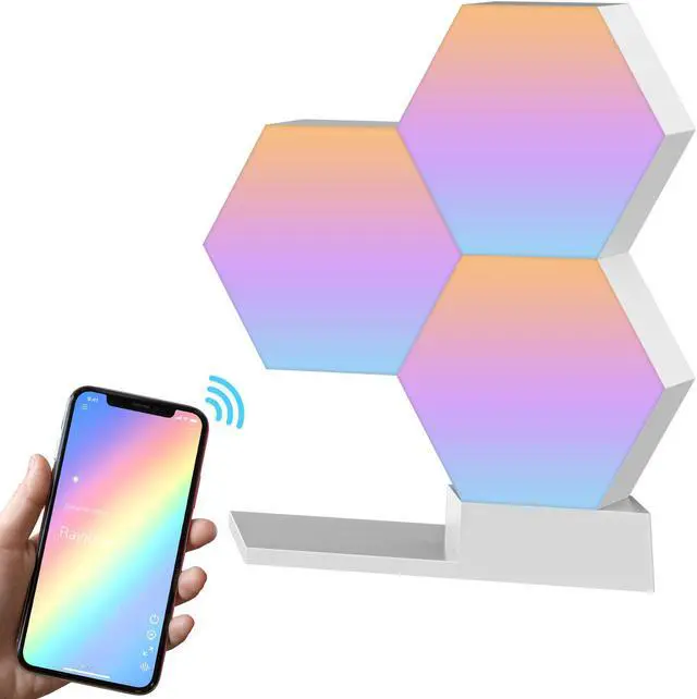 Alt view image 2 of 7 - Yescom Hexagon Smart Light Modular LED Panel DIY Voice Control WIFI 6 Pack Gifts